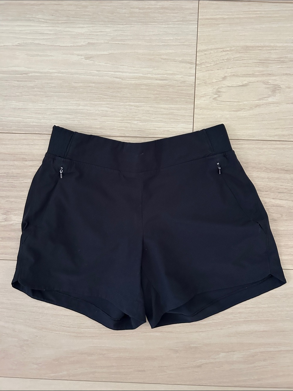 Women's Black Athletic Shorts with Zip Pockets